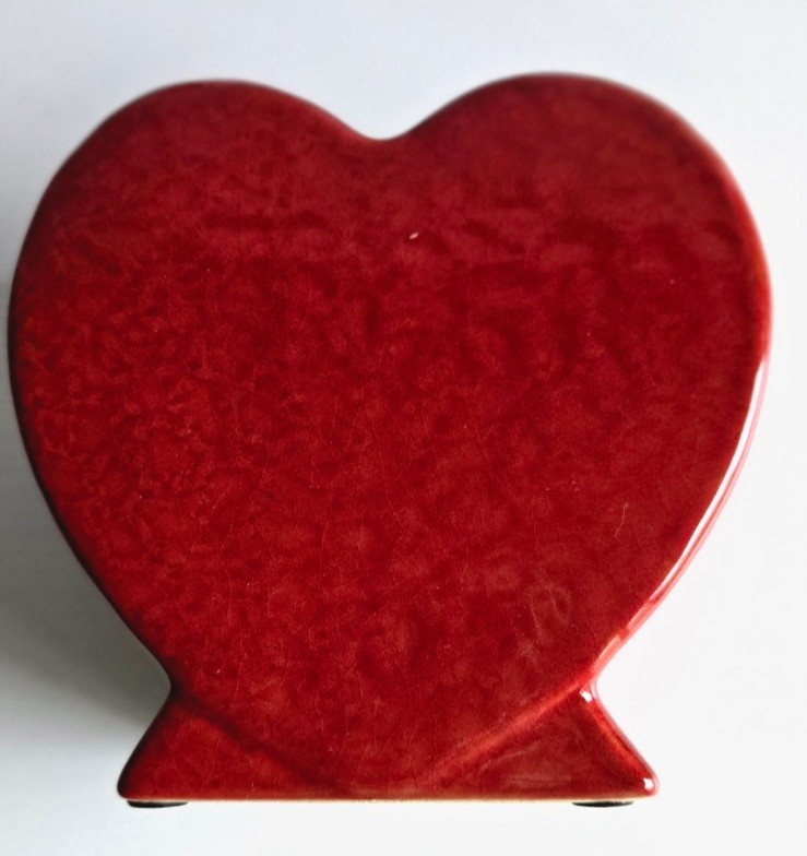 Valentines Day, Anniversary Red Heart Ceramic Planter Vase 5 inches