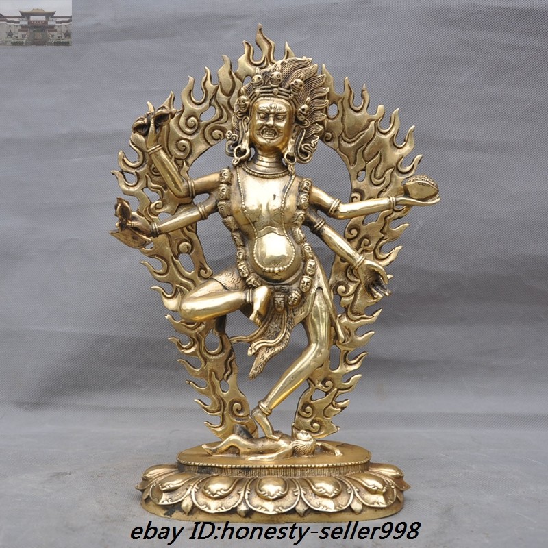 Tibet Temple Brass Vajrayogini Vajravarahi Dakini Goddess Buddha Ganesha Statue