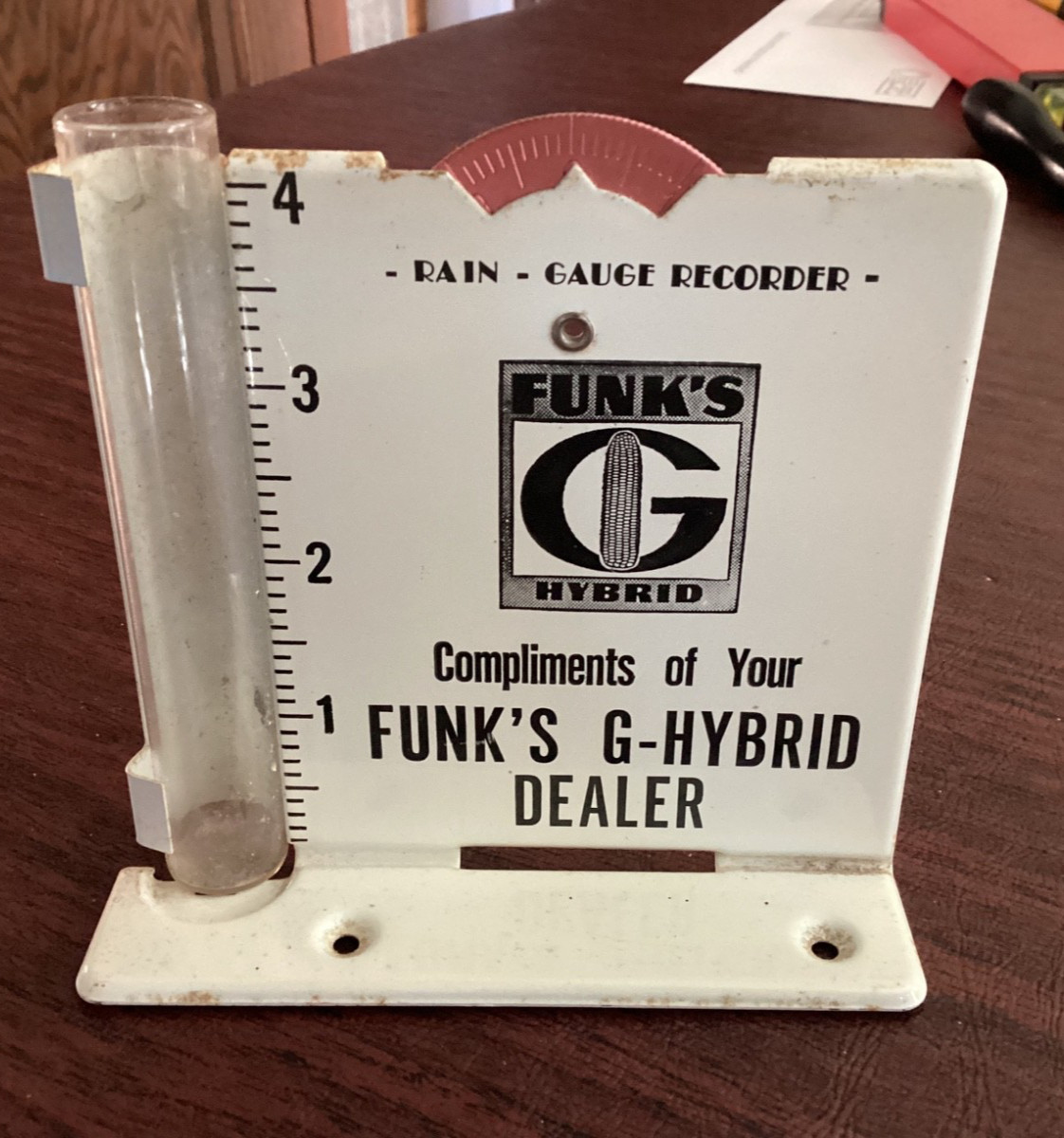Vintage FUNK’S G Hybrid Advertising Rain Gauge & Recorder Vintage FUNK’S G Hybrid Advertising Rain Gauge & Recorder