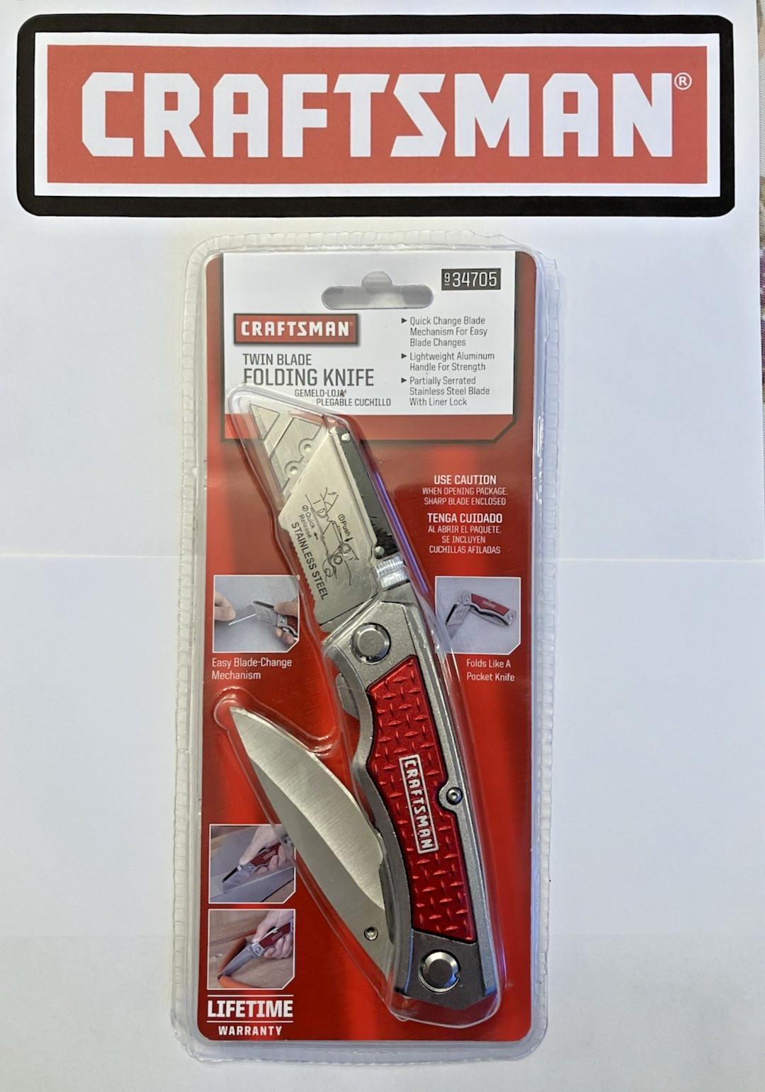 CRAFTSMAN 34705 Twin Blade Folding Utility Knife Red CRAFTSMAN 34705 Twin Blade Folding Utility Knife Red