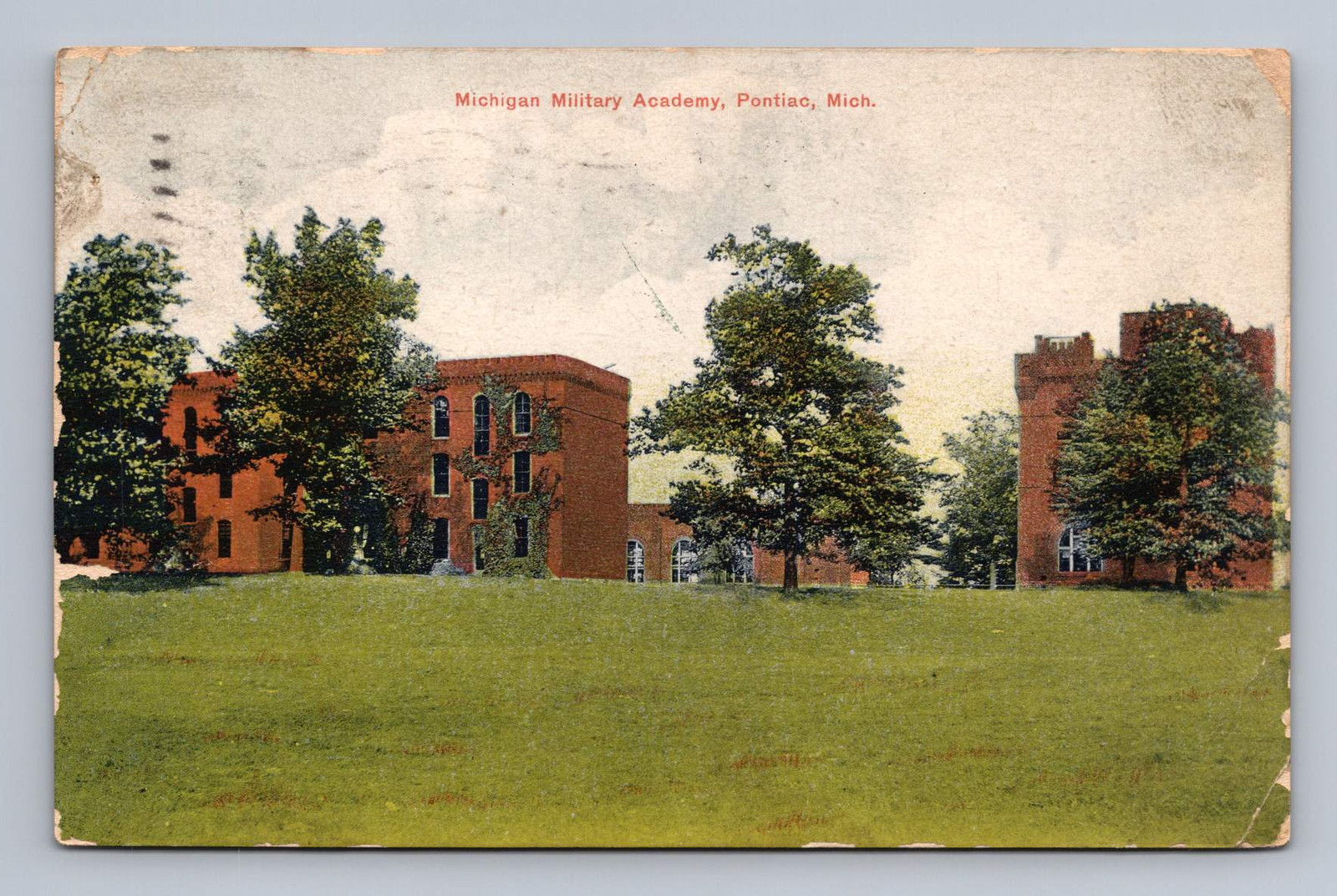 Antique Michigan Postcard PONTIAC Michigan Military Academy 1910
