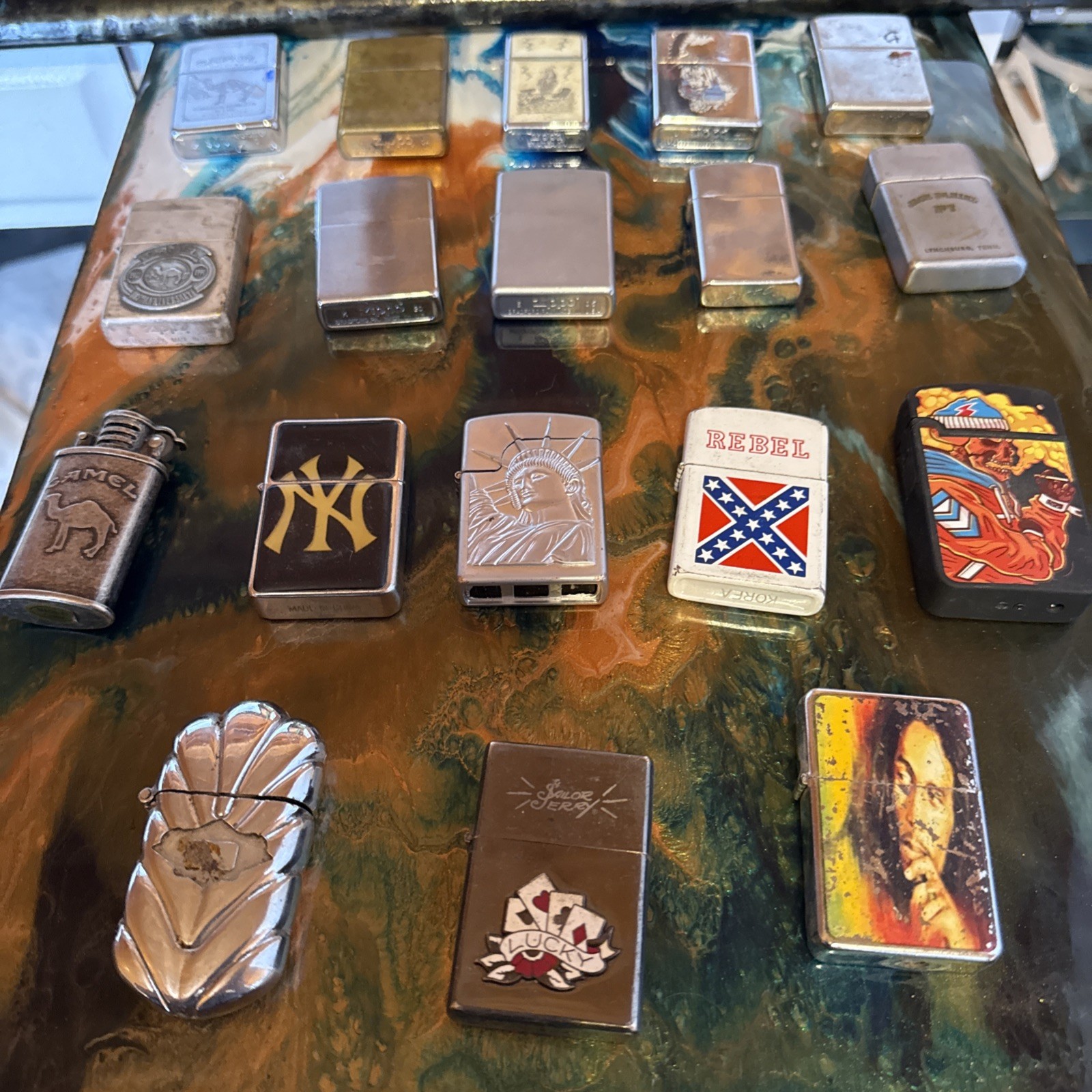 VTG Cigarette Lighter Parts Lot of 10 zippo camel , 1 Bowers Jack Daniels 8 othe