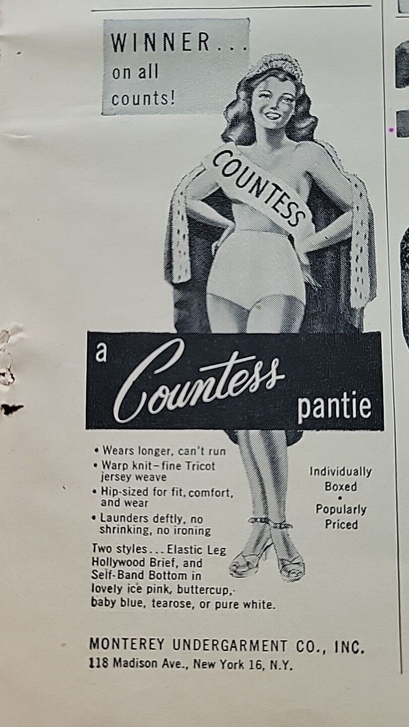 1948 Womens Countess Panty Pantie Underwear Bra Contest Vintage Fashion Ad