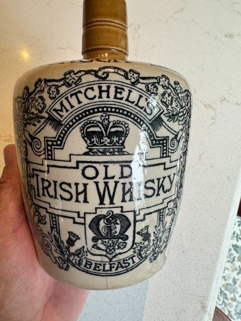 Antique Cruiskeen Lawn Mitchell’s Old Irish Whisky Stoneware Jug Port Pottery