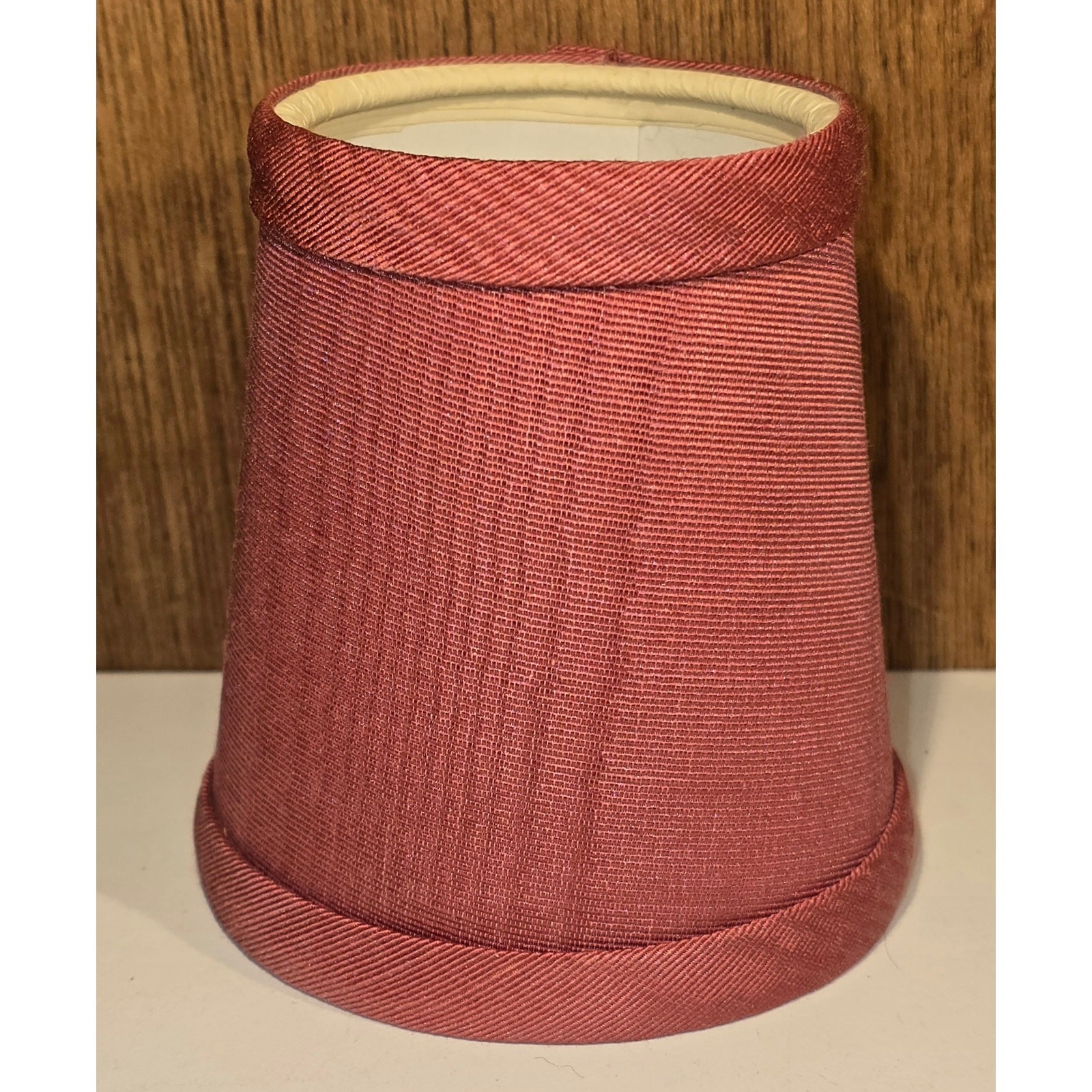 Mini Clip On Lamp Shade Burgundy Rose Fabric Bell 4 Inch Small Chandelier