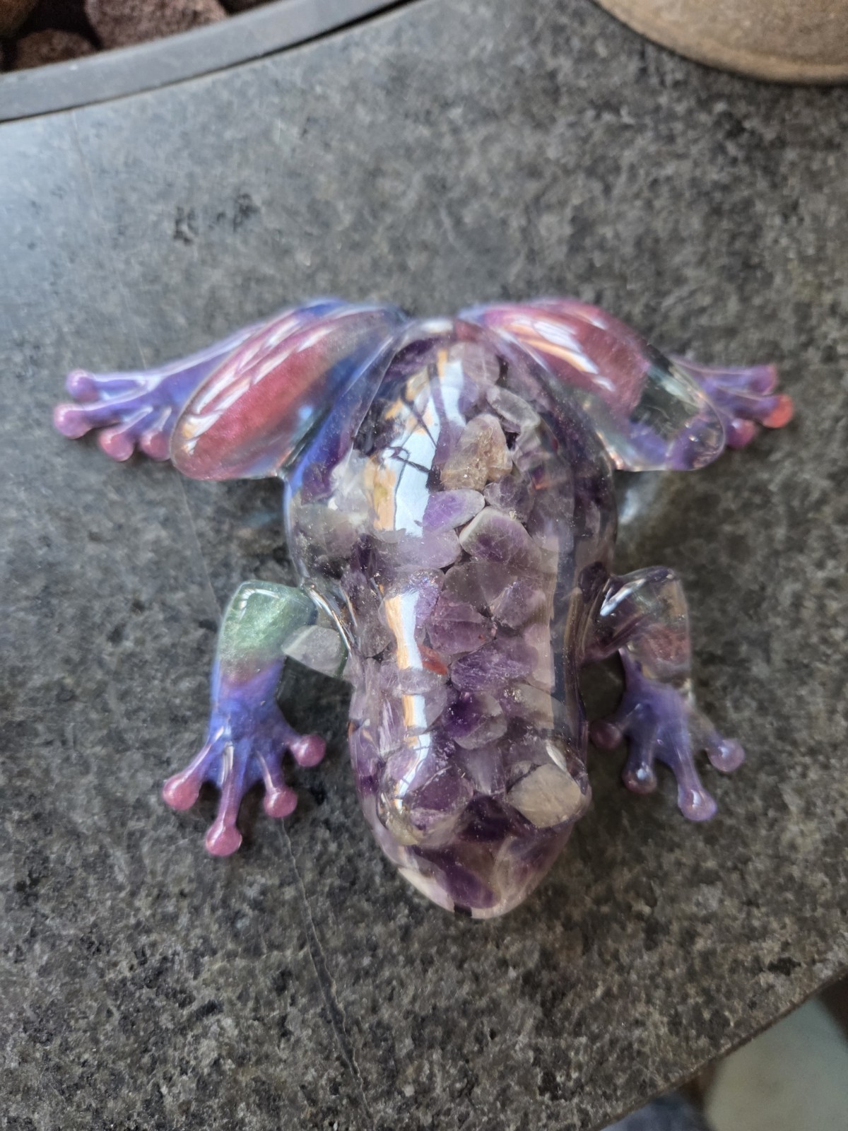 Purple Amethyst  Frog, Resin Handmade
