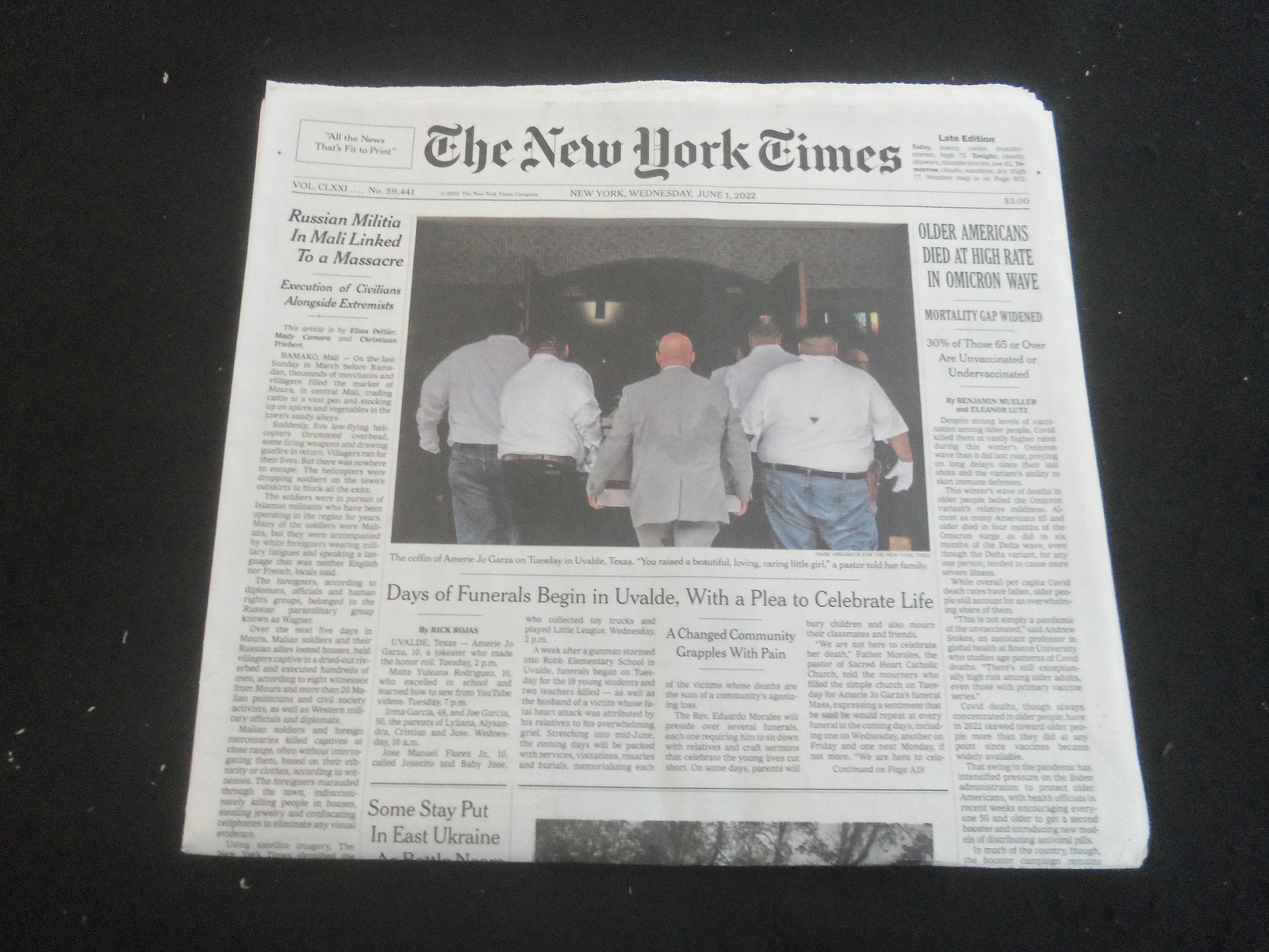 2022 JUNE 1 NEW YORK TIMES - OLDER AMERICANS DIED AT HIGH RATE IN OMICRON WAVE