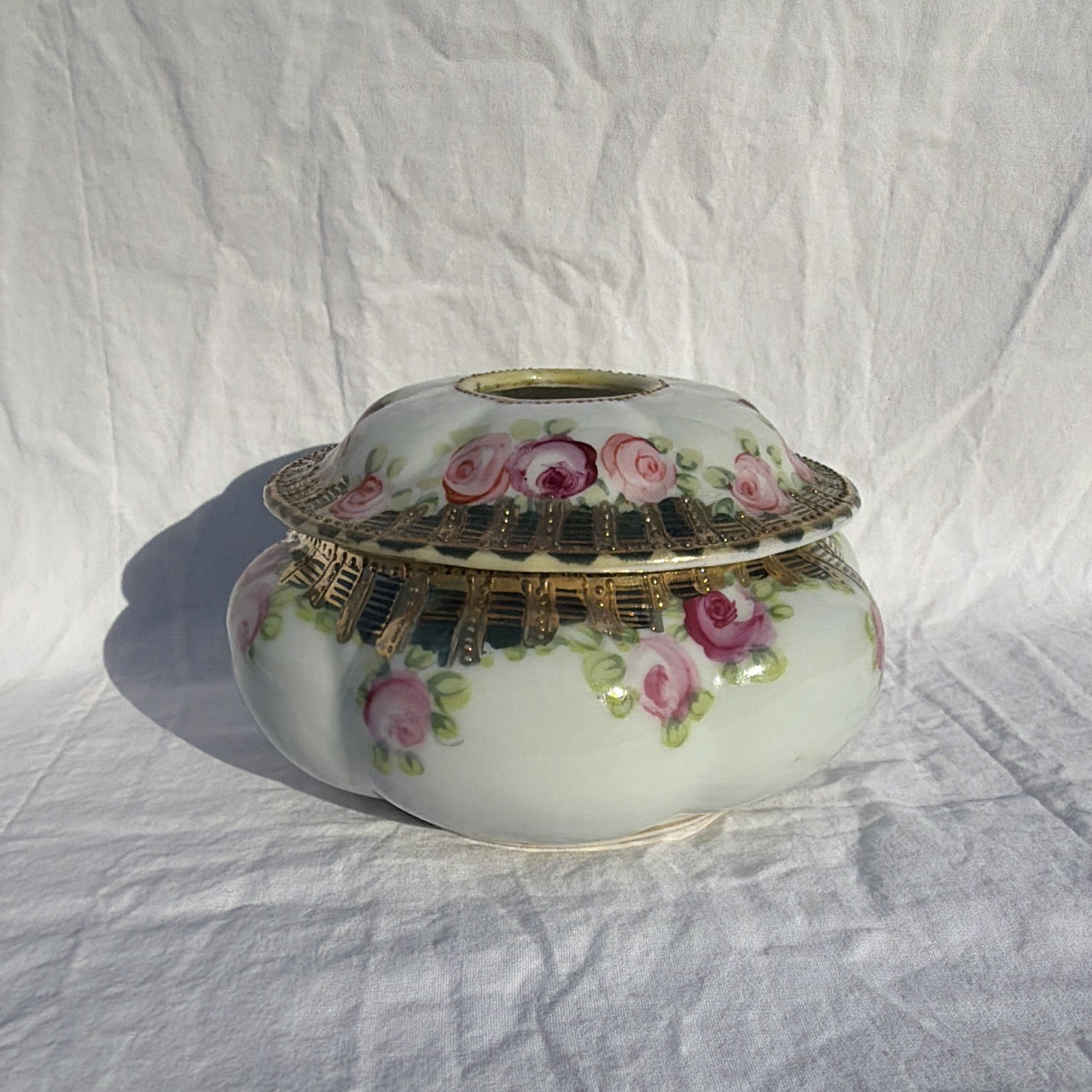 Vintage Nippon Hand Painted Porcelain Hair Receiver