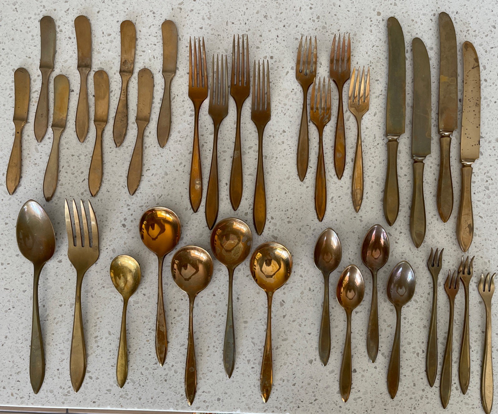 Dirilyte Dirigold Vintage Goldware Flatware 35 Piece Lot