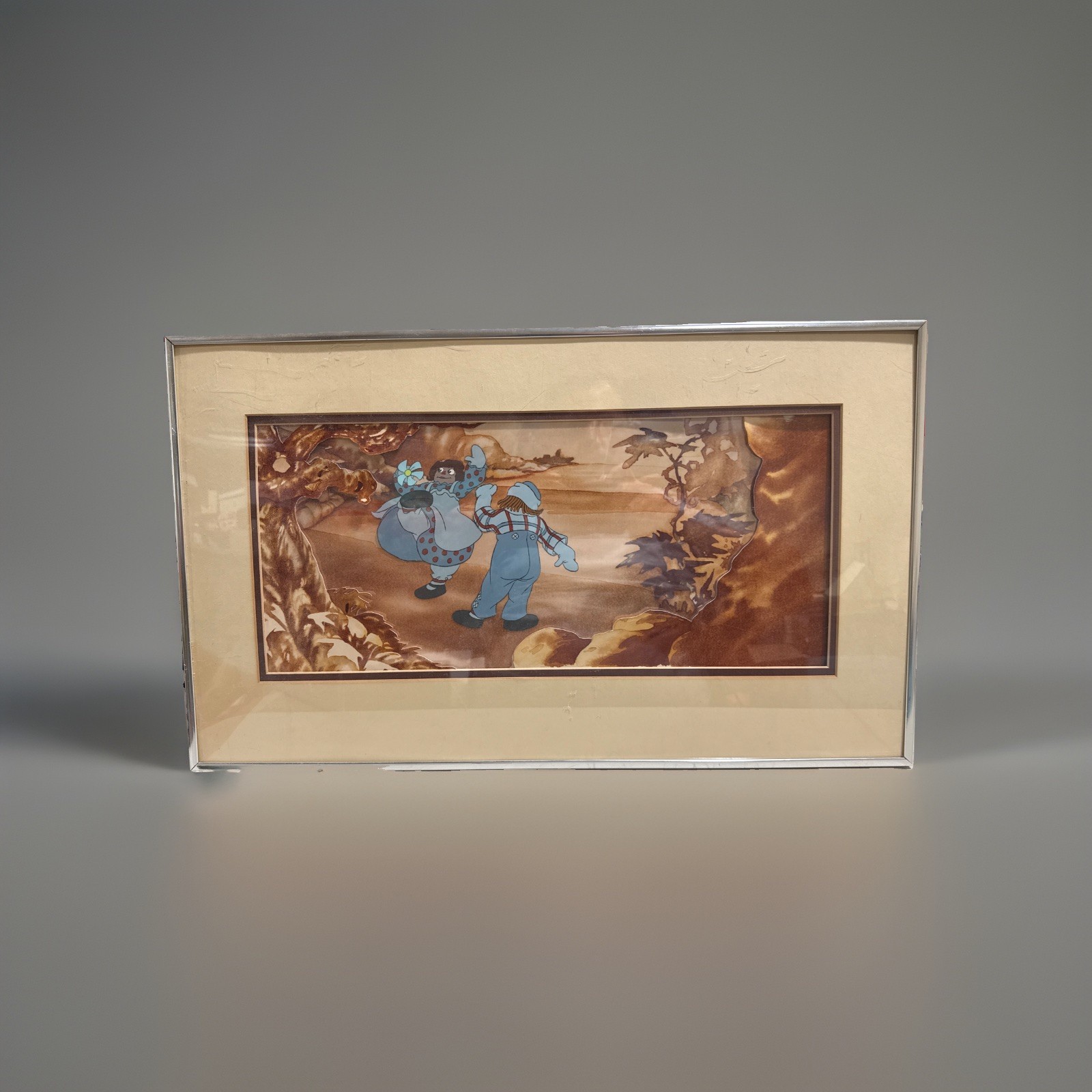 1977 Raggedy Ann & Andy Original Animation Cel Background Framed 22x14 COA