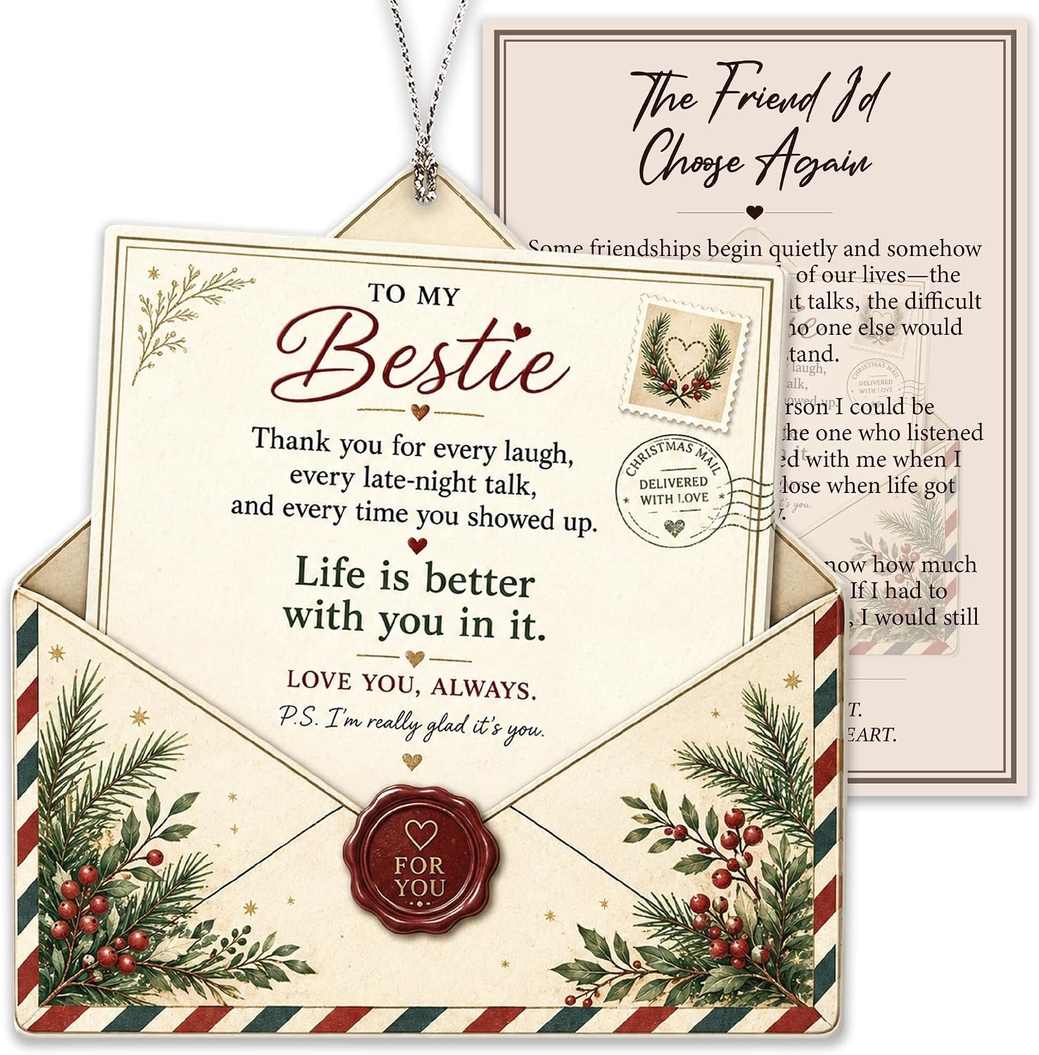 Best Friend Christmas Ornament - to My Bestie Ornament - Friendship Christmas Or