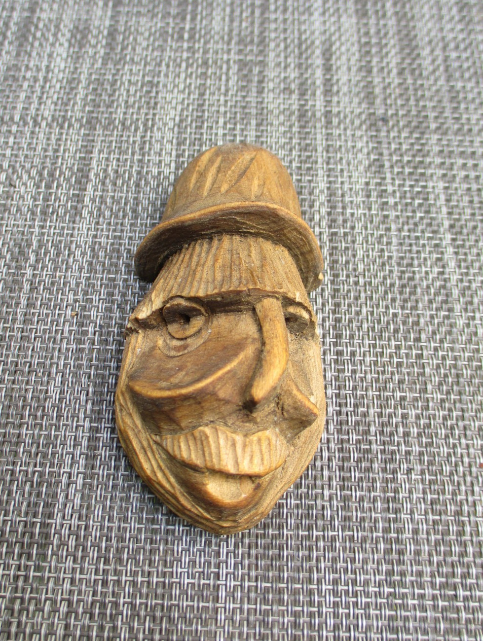 Vintage Lithuanian Folk Art Wood Carving Mask Statue Pagan 