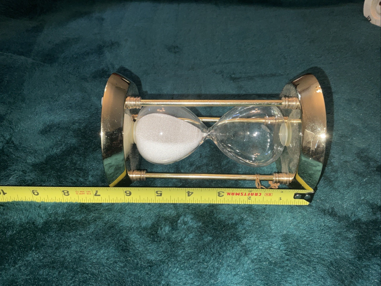 BRASS Hourglass/Sandtimer. 6.5 INCHES TALL Lovely gift