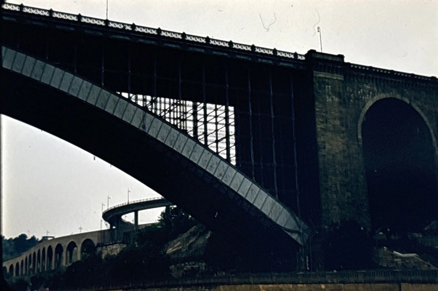 Orig 1960 Slide Washington Bridge US 1 Harlem River NYC Kodachrome New York B124