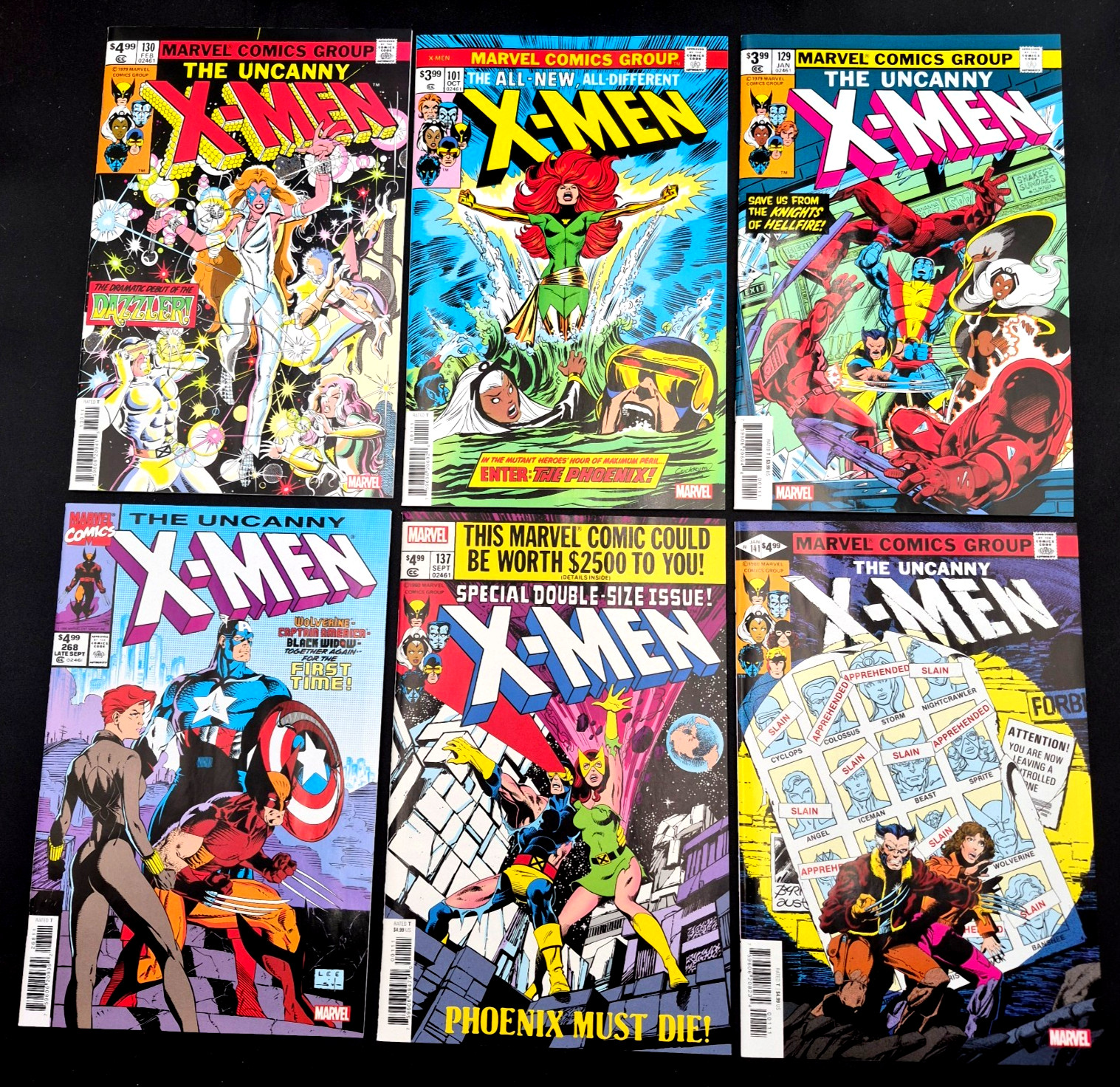 Uncanny X-Men Facsimile Lot 7 issues #101, 129, 130, 137, 141, 268 Keys NM 9.4+
