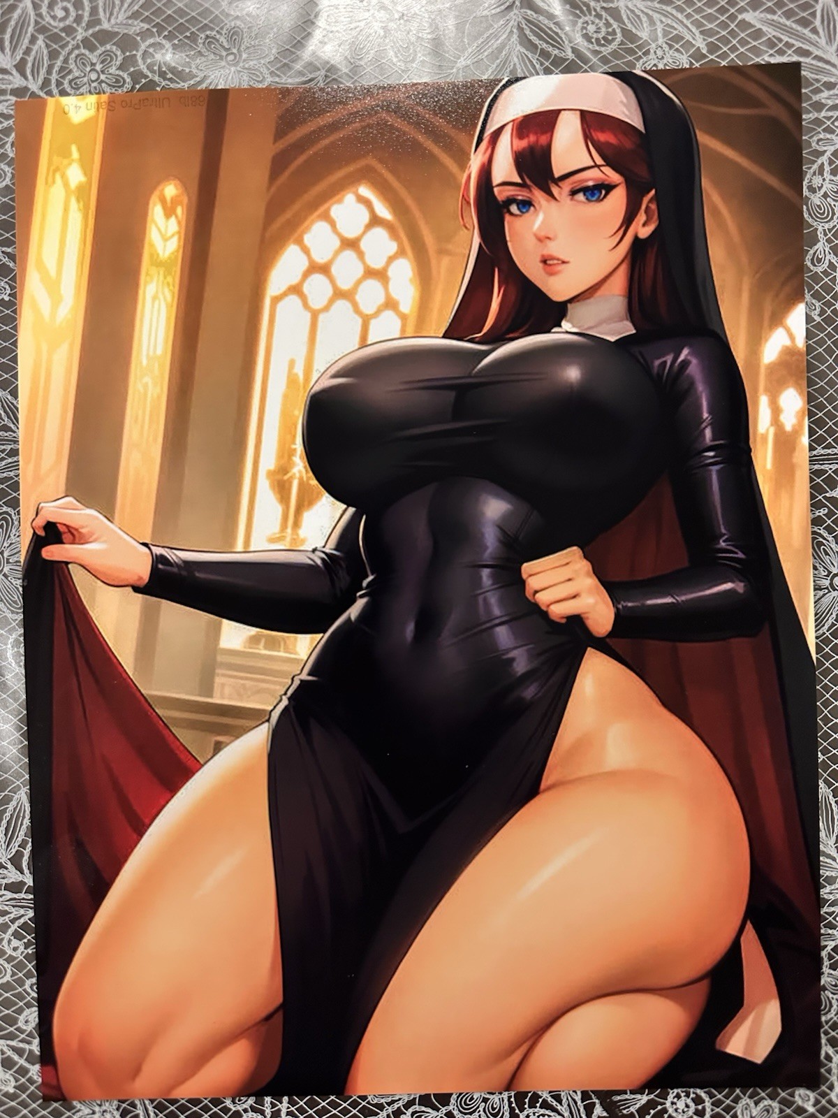 A Anime Waifu Nun Habit Fantasy Art Print Luster Paper 8.5x11