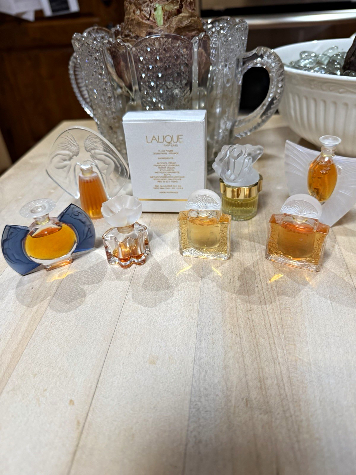 Lalique Parfums Collectible Perfume Miniatures Lot of 5 w/ Box & Stoppers