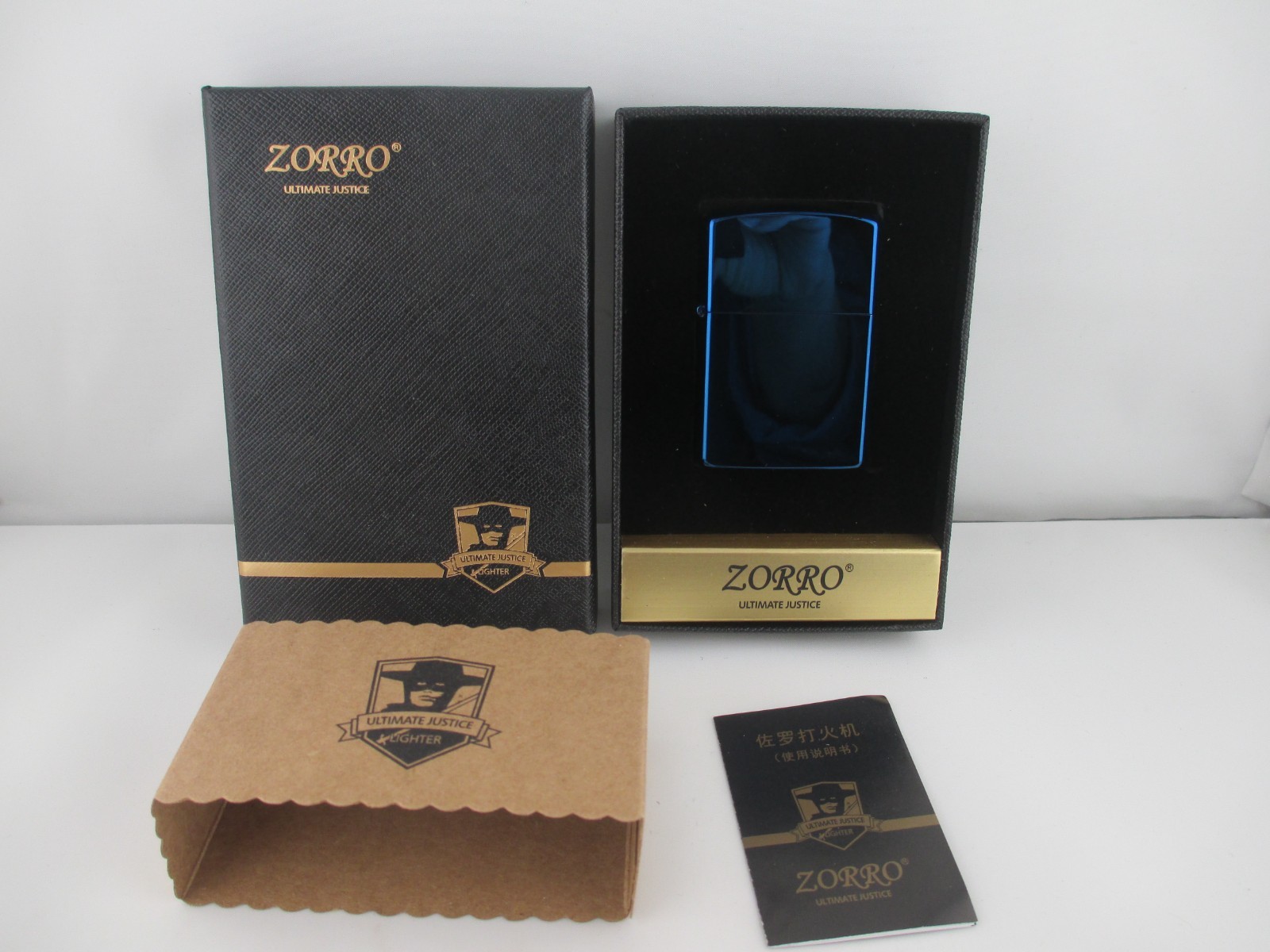 Zorro 902 Lighter Chrome Blue Windproof 