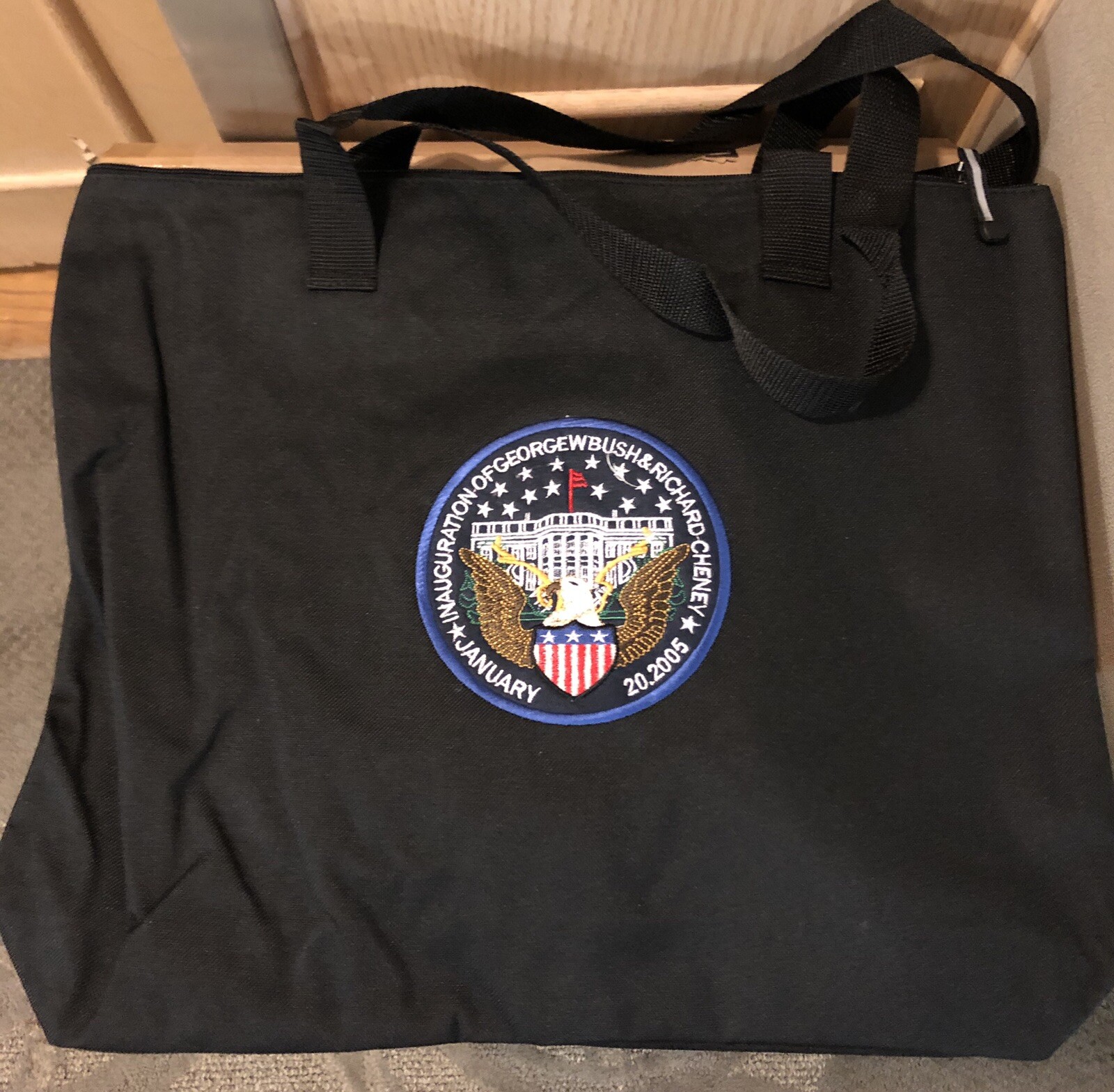 BUSH 2005 BLACK TOTE BAG WHITE HOUSE PRESIDENT INAUGURATION EAGLE REPUBLICAN GOP