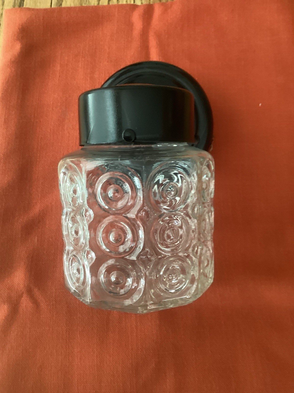 Vintage MCM Embossed Glass Porch Light w/Bullseye Circles, Circa 1960’s/1970’s