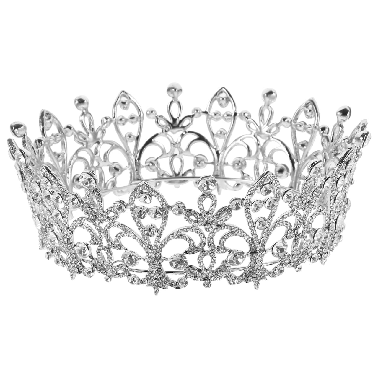 Lurrose Bridal Rhinestone Crown Tiara Princess Full Round Crystal Crown Wedding