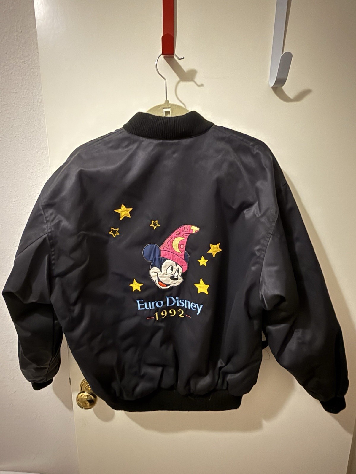 Disney Vintage 90s Euro Disney 1992 Mickey Mouse Black Bomber Jacket