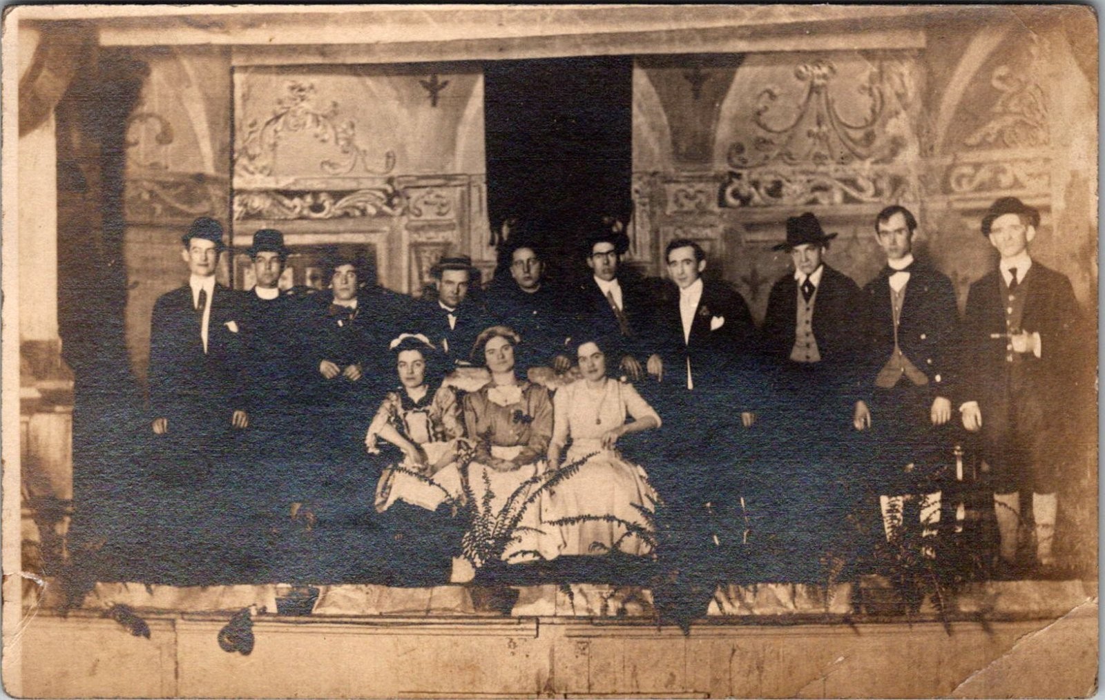Antique RPPC Postcard Theater Play Cast Costume Stage 1911