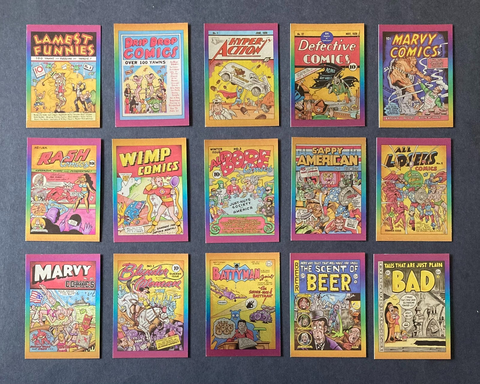 1993 DEFECTIVE COMICS Complete 50 Card SILVER Foil Insert Set - RARE PARALLEL