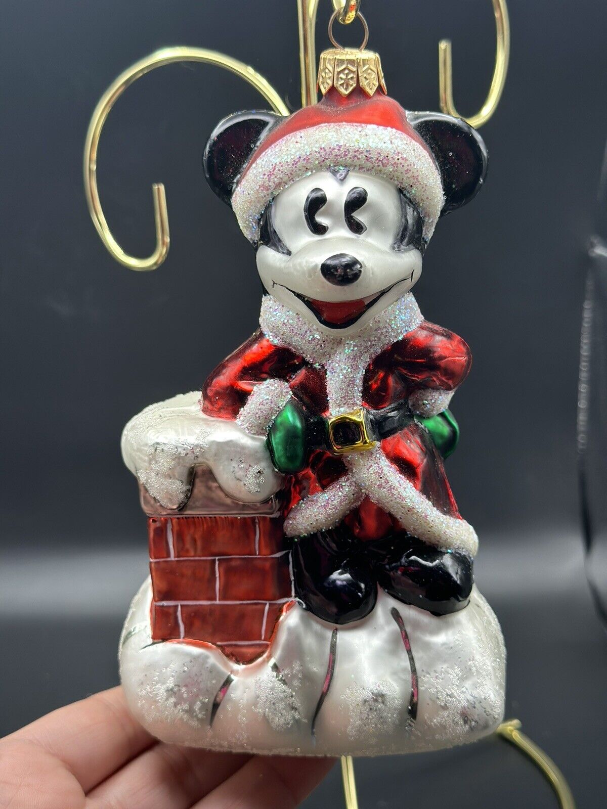 1997 Vintage Disney Christopher Radko Christmas Eve Mickey Santa Glass Ornament