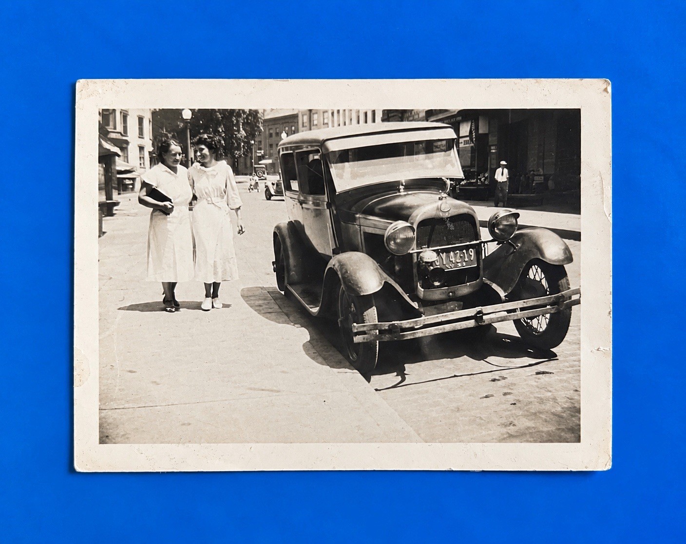 1928-29 Ford Model A Tudor Sedan NY 1934 Plate Y 42-19 Vintage Photo