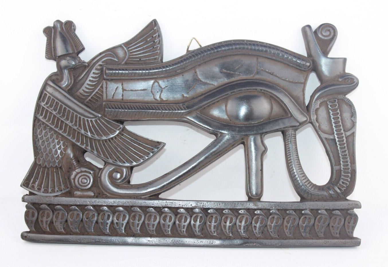 HANDMADE ANCIENT EGYPTIAN ANTIQUE EYE of Horus with Ibis and Holly Cobra Stella