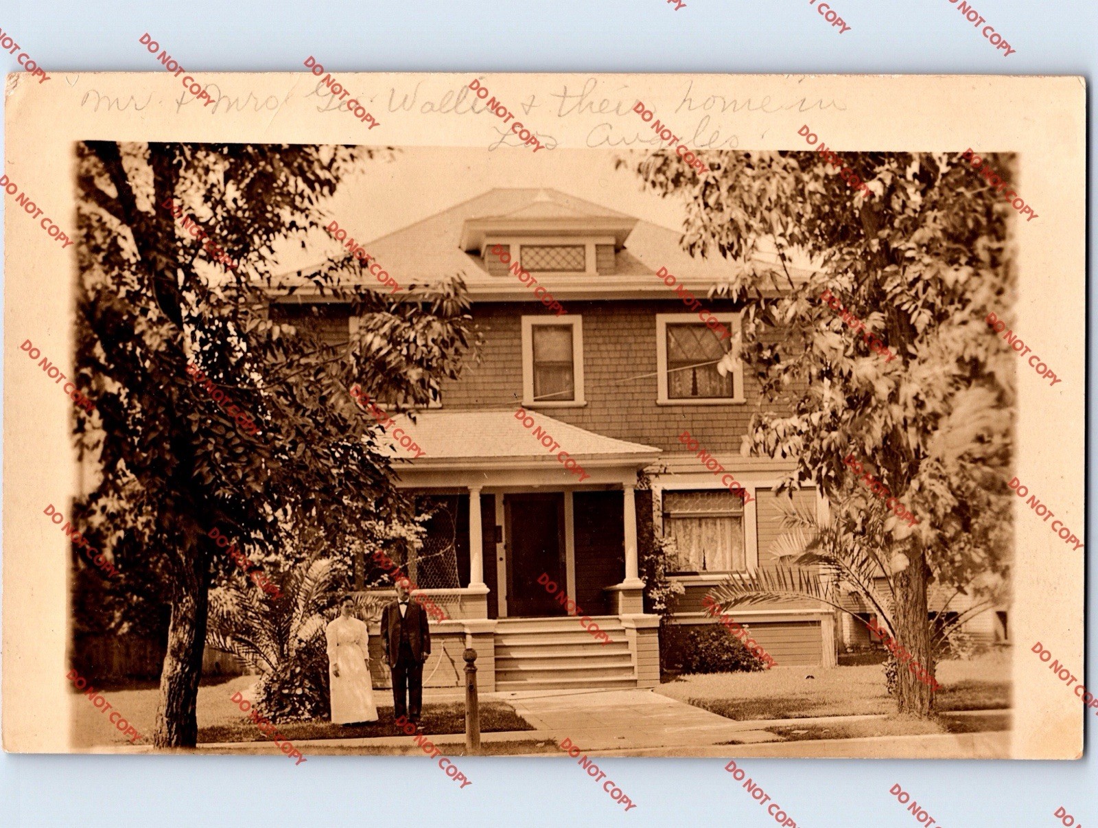 WOW c1910 George Wallis Home House Residence LOS ANGELES California CA LA RPPC