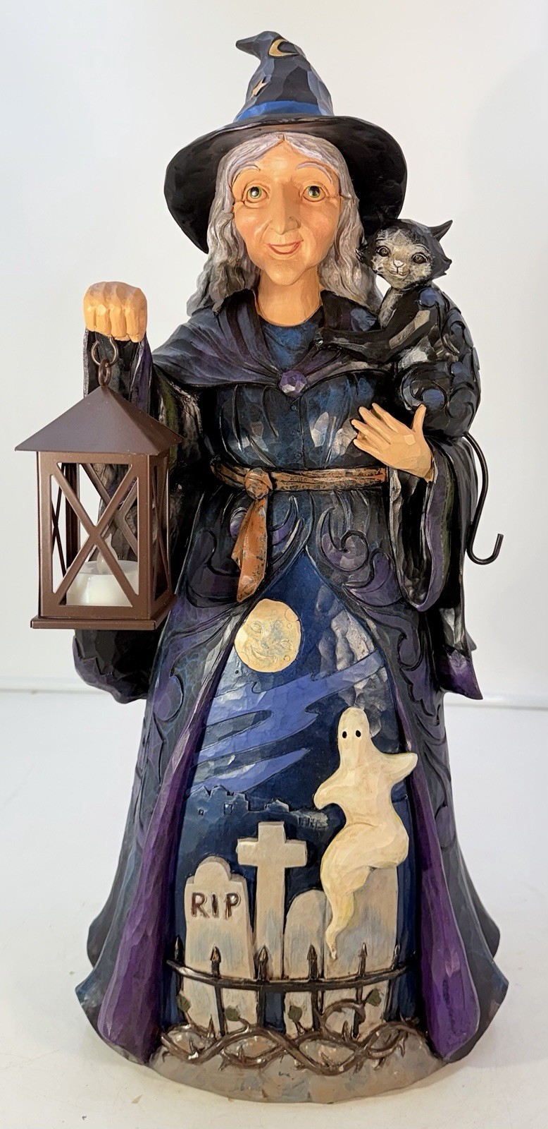 2018 Jim Shore Lighted Halloween Witch w/ Cat Enesco 20”H discontinued #6003366