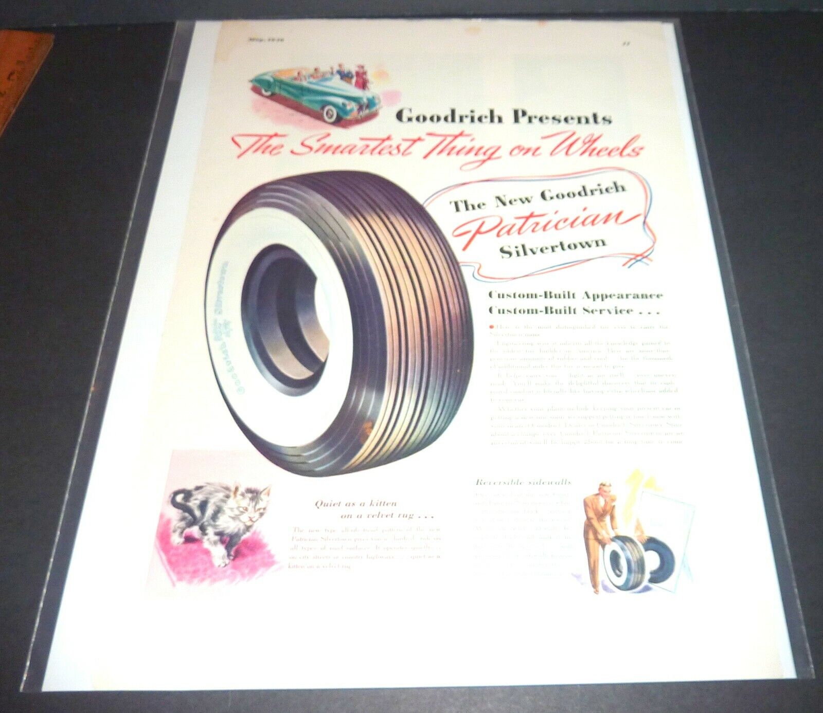 GOODRICH TIRES INTRODUCTION OF THE PATRICIAN TIRE   1940s      LARGE VINTAGE AD