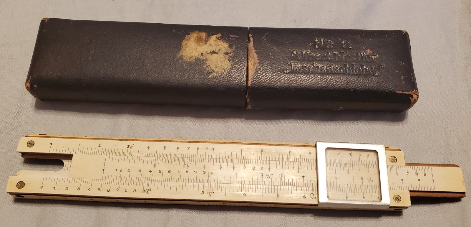 VINTAGE ~ ALBERT NESTLER ~ No.11 ~ SLIDE RULE w/ CASE ~ GERMANY VINTAGE ~ ALBERT NESTLER ~ No.11 ~ SLIDE RULE w/ CASE ~ GERMANY