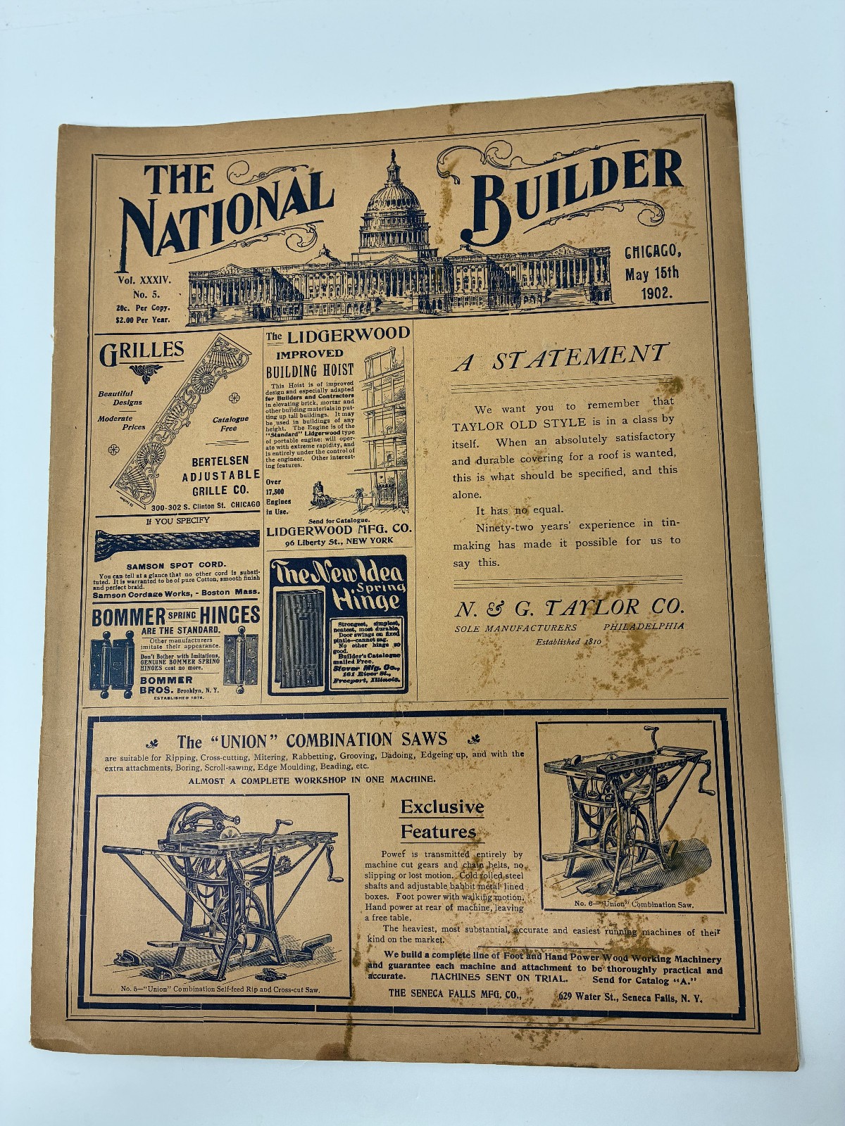 1902  Architecture History House & Store Building Carpentry Design w/ Drawings
