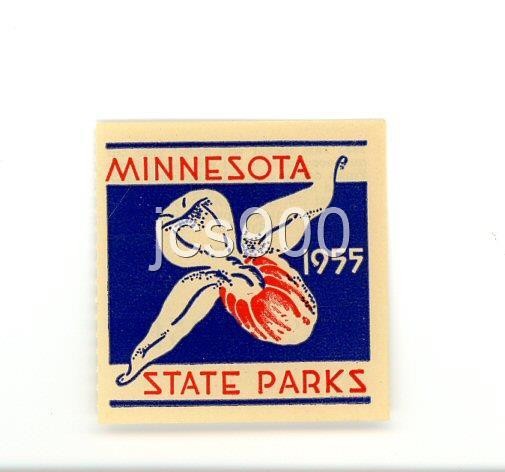 VINTAGE 1955 MINNESOTA STATE PARKS ORIGINAL WINDSHIELD AUTO PERMIT DECAL STICKER