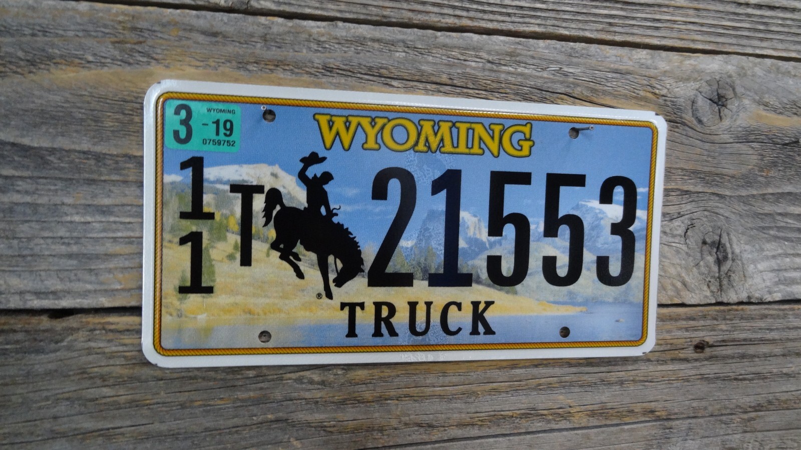 Wyoming Truck new issue font license plate with bucking horse Wyoming plate Wyoming Truck new issue font license plate with bucking horse Wyoming plate