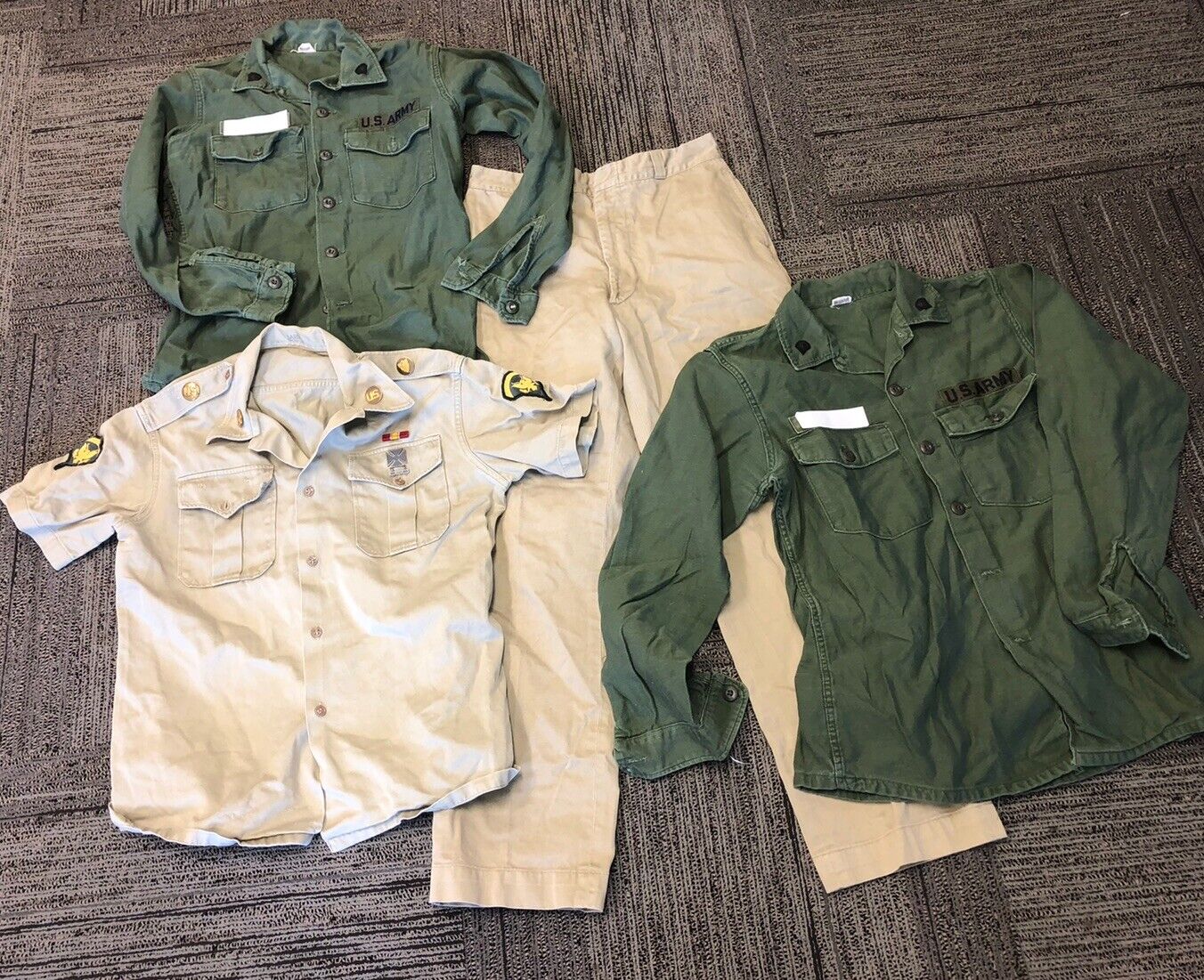 1960s Vintage LOT VIETNAM Sateen OG-107 US Army 33x32 Military Pants & Shirts