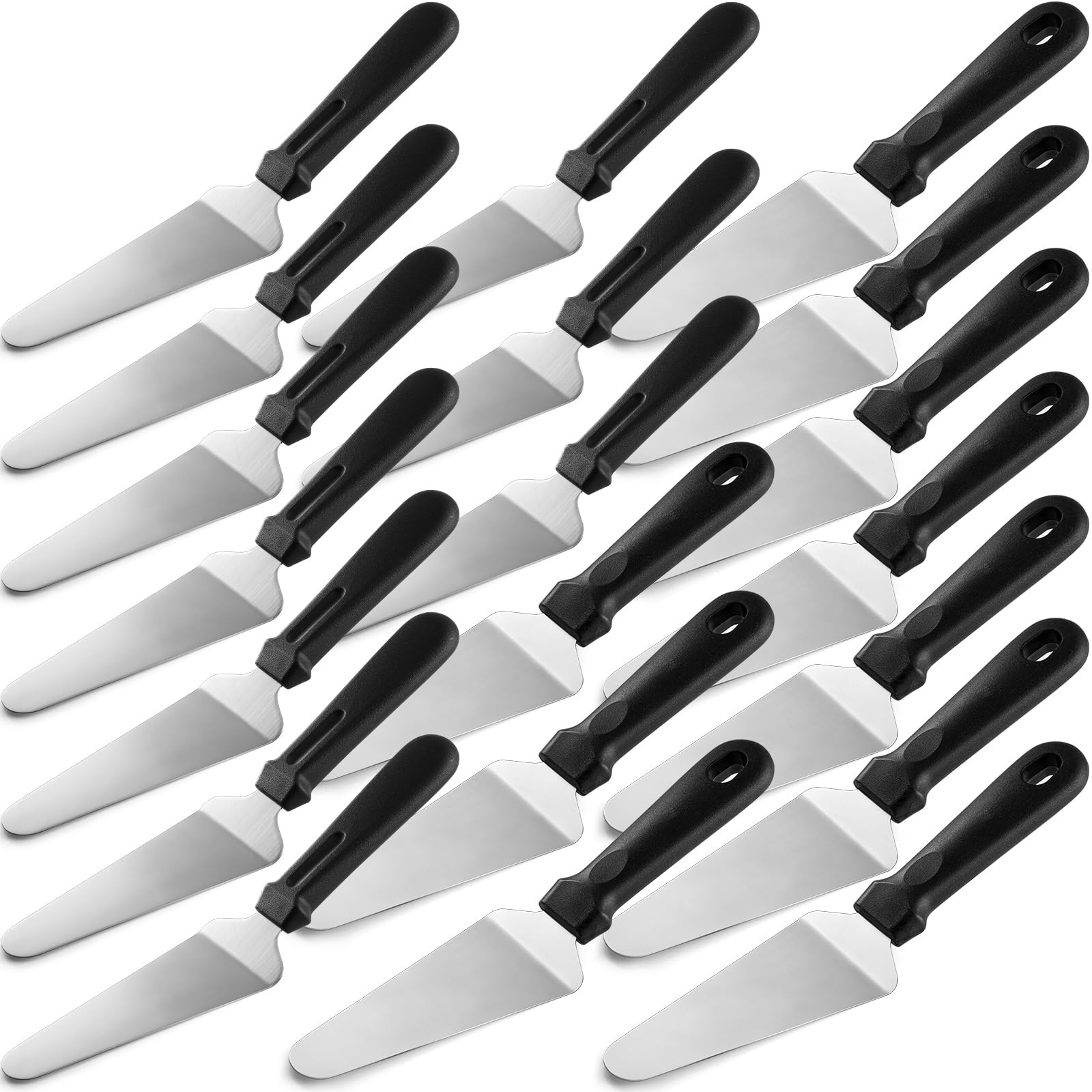 Zhehao 20 Pcs Pizza Spatula Bulk Pie Server Stainless Plastic Handle, Black Zhehao 20 Pcs Pizza Spatula Bulk Pie Server Stainless Plastic Handle, Black