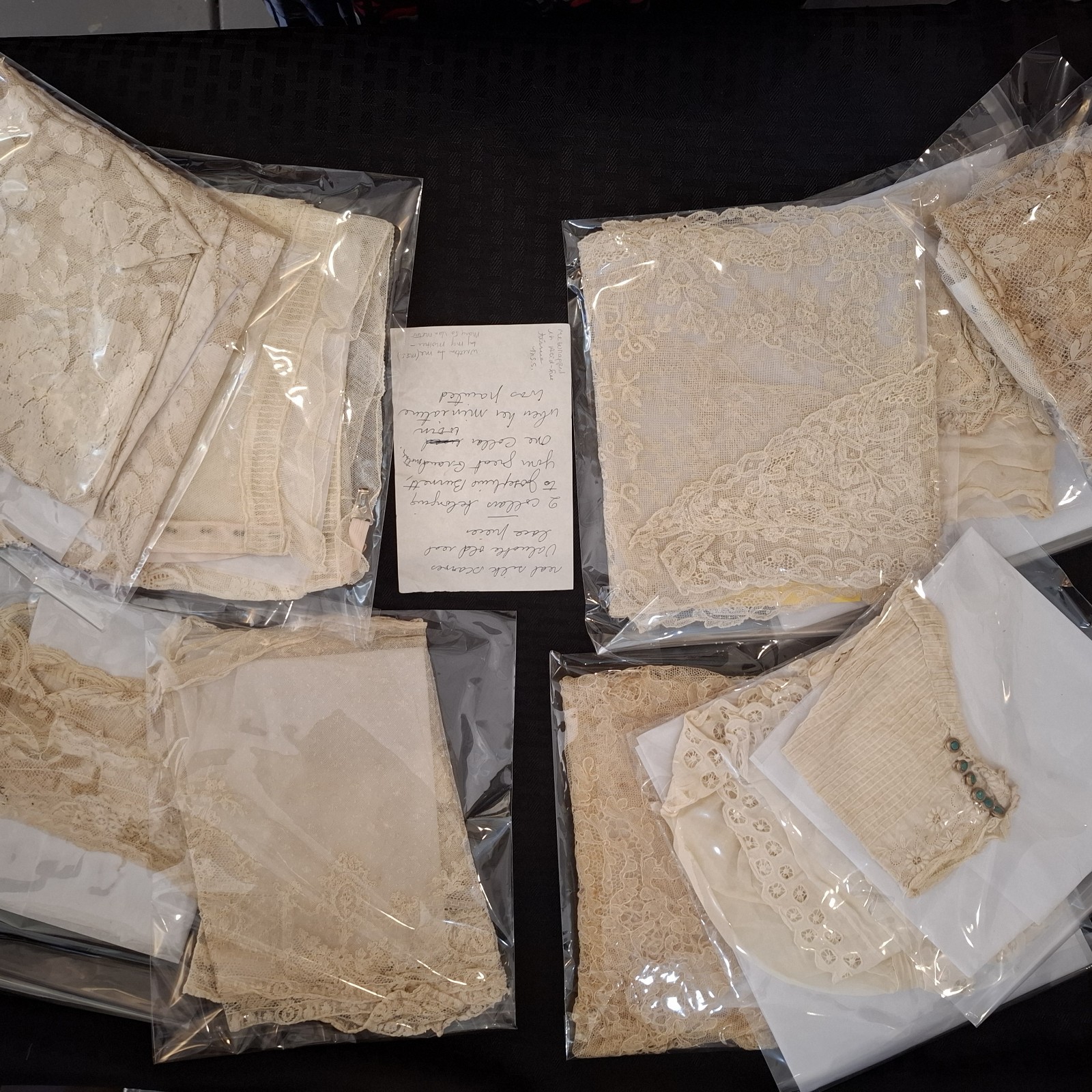 21pc Antique Burnett Family Southborough MA History Lace Wardrobe Collection