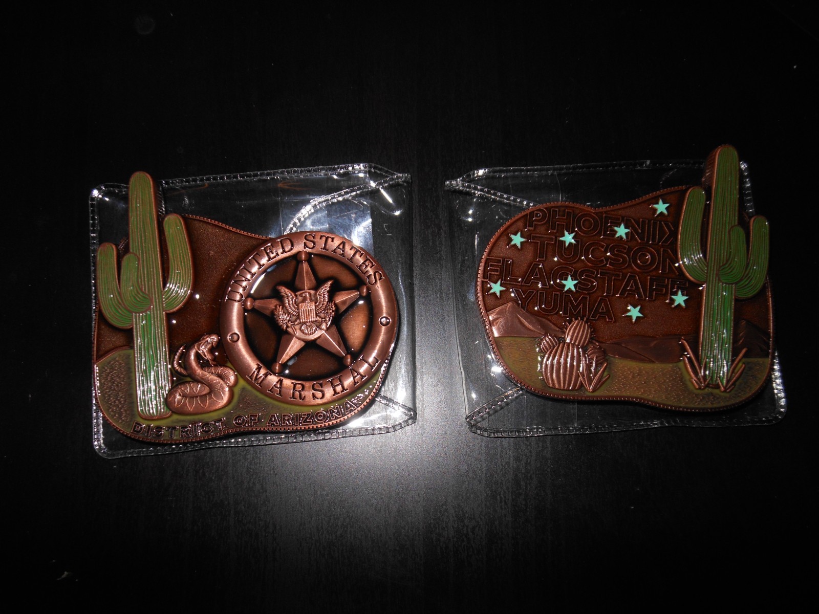 US Marshal Service Challenge Coin ARIZONA (Glow in the dark stars) Rattle Snake