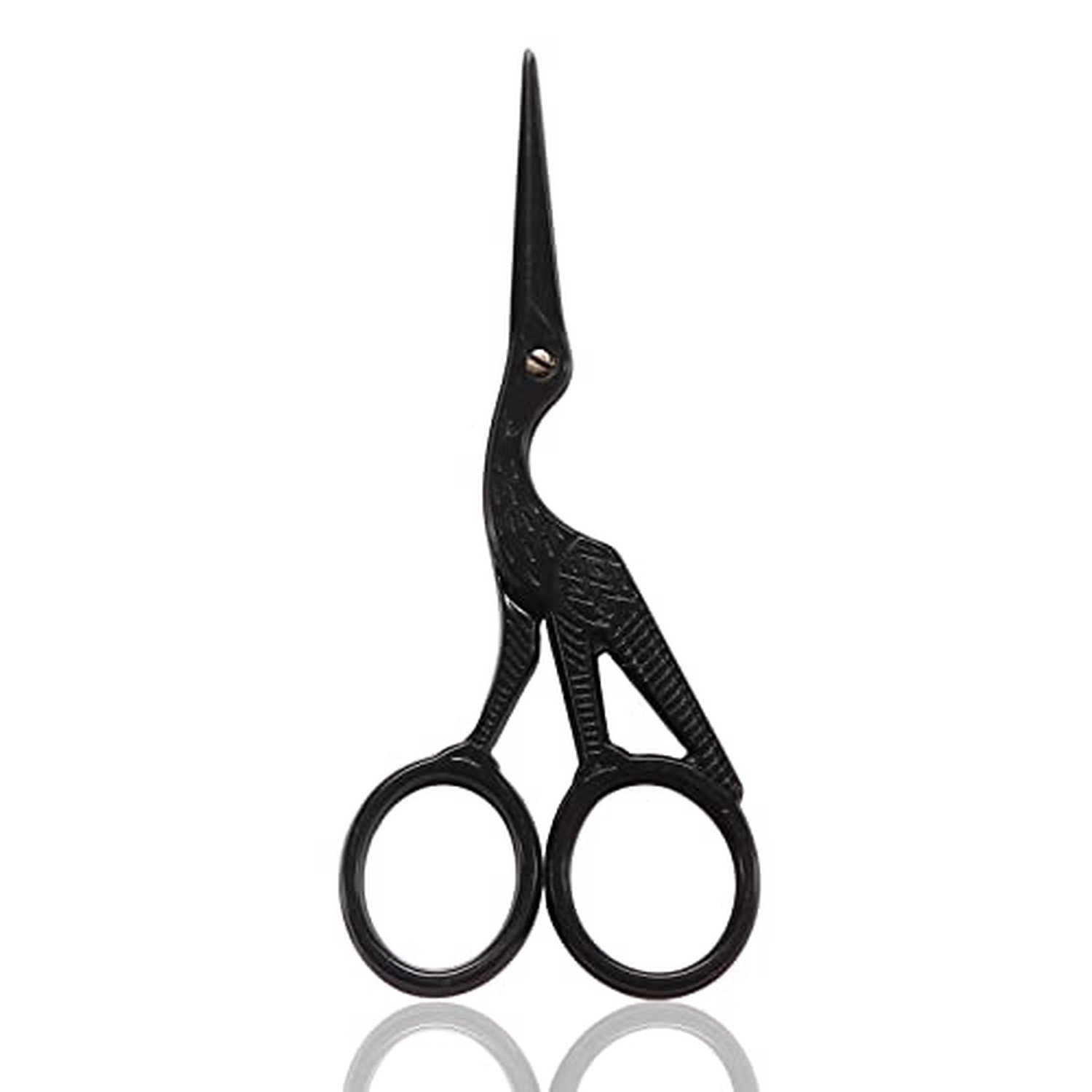 4.5 Inch Vintage Stork Embroidery Scissors Black