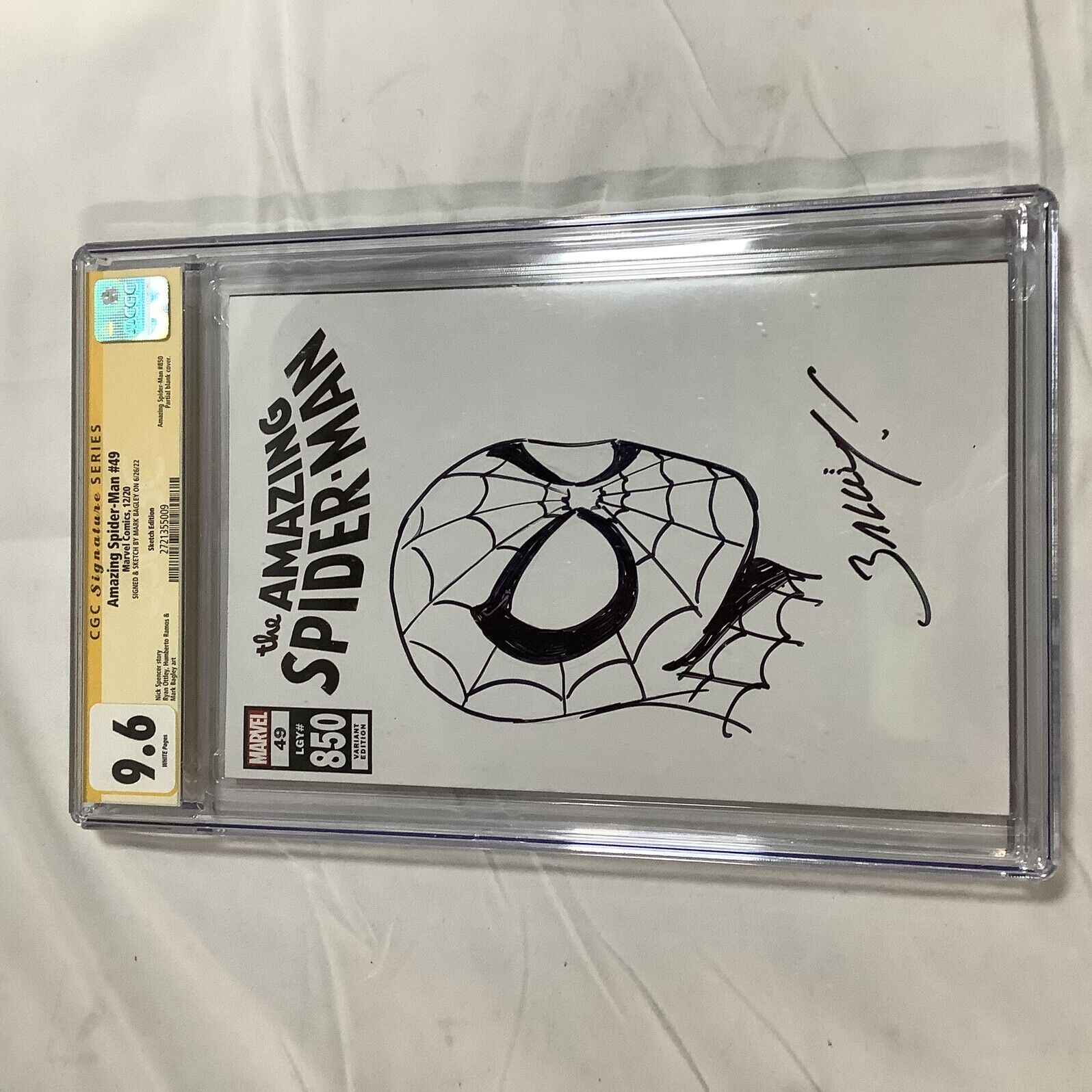 Amazing Spider Man 49 Blank CGC 9.6 SS Original Art Mark Bagley Spidey Sketch