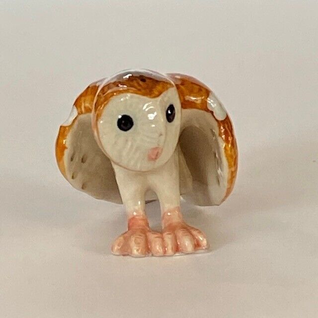 Hand-Painted Miniature Barn Owl Porcelain Figurine – 24998