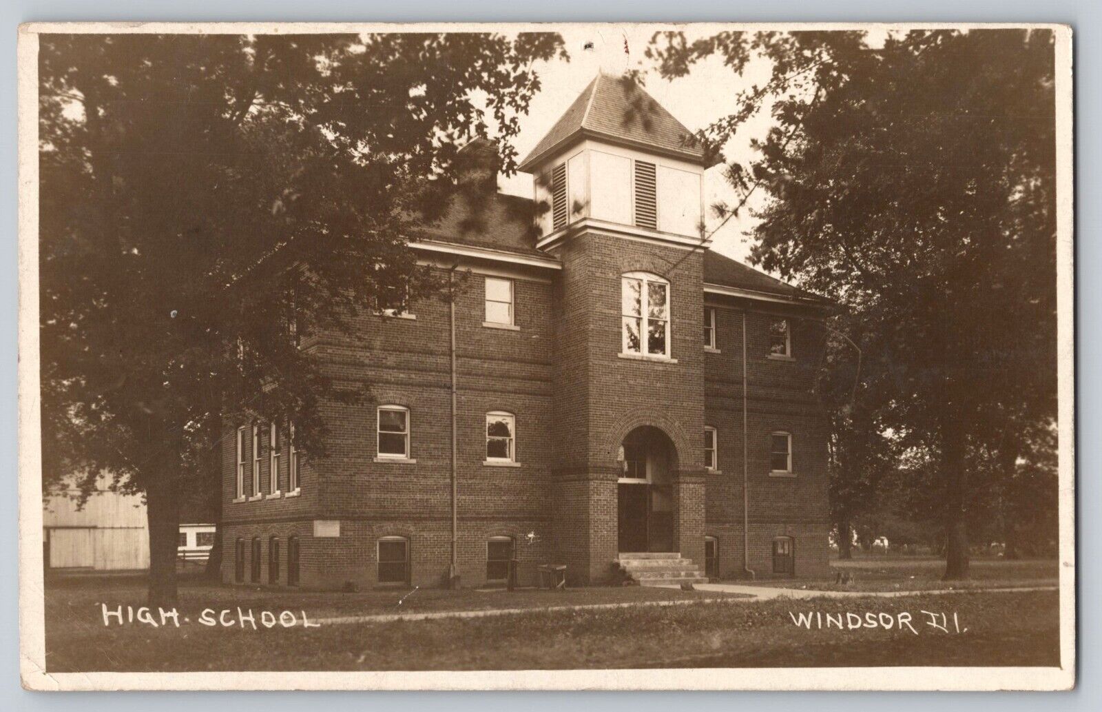 Postcard RPPC Photo Illinois Windsor High School - Small Town Pop 1,060 Unposted