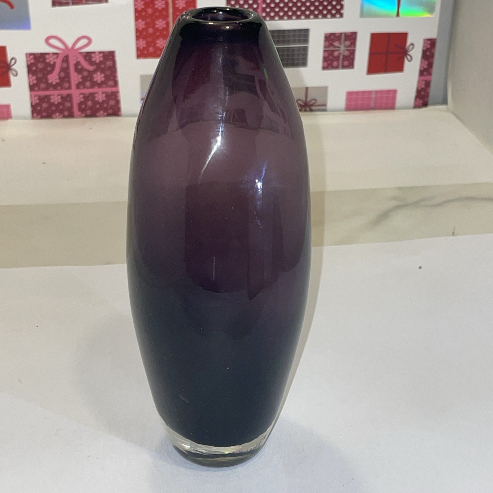 MidCentury Rich Amethyst Purple Tamara Aladdin Ruihimaen Lasi Oy Art Glass Vase