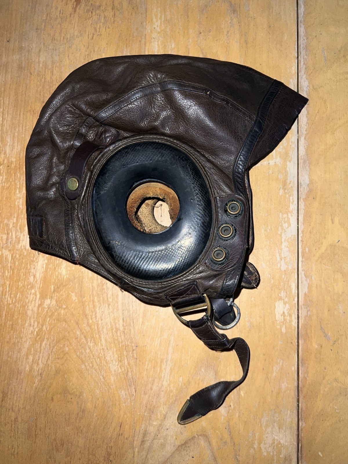 VINTAGE WWII A-11 BROWN LEATHER FLIGHT HELMET CAP sz XL AIR FORCES US ARMY
