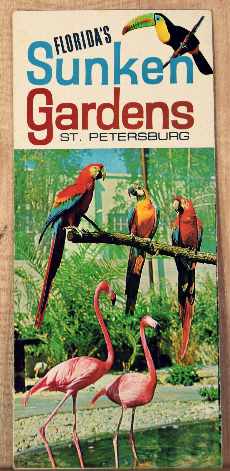 \'70s Vintage Pamphlet Florida Sunken Gardens St. Petersburg Flamingos Jesus King