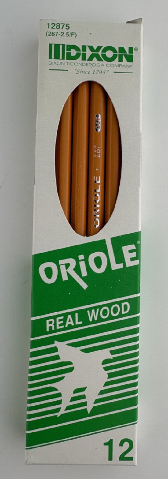 VTG  Dixon No 287 Oriole No 2.5 F Medium Pencils Pack of Qty 12 Unsharpened USA